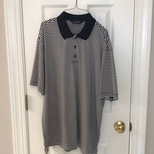 Navy/white striped polo shirt